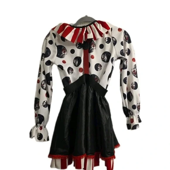Spirit Halloween Killer Clown Costume Child Girl Large 10-12 Goth Horror Creepy - Picture 2 of 9